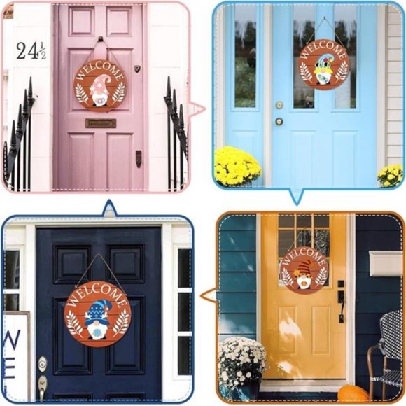 Interchangeable Welcome Sign, 12in DIY Wooden Wall Hanging Sign - Picture 5 of 8